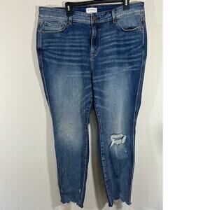 NWOT Lane Bryant High Rise Skinny Curvy Fit Distressed Jeans Size 22 Dark Wash